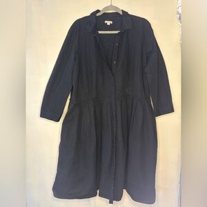Gap XXL black full button down mini dress cotton evening flirty